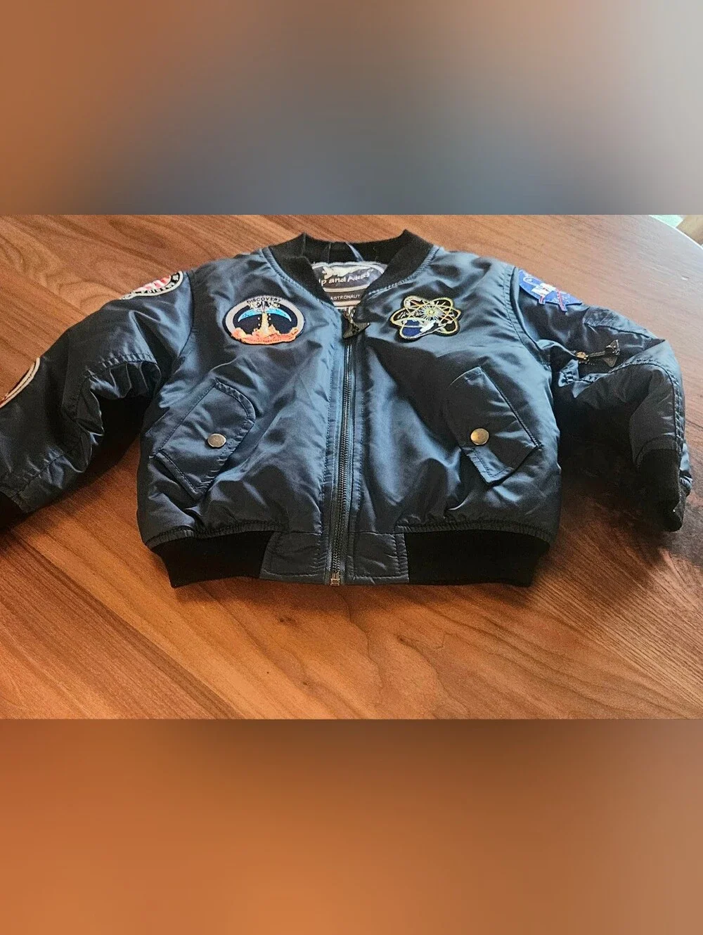 Kids  ✨️Nasa✨️ Up And Away Teal Bomber Jacket with Space Patch Details